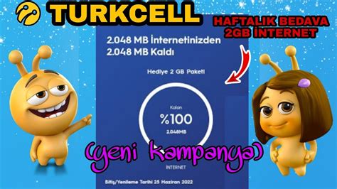 Turkcell bedava haftalık 2GB internet yeni kampanya izle hemen yap