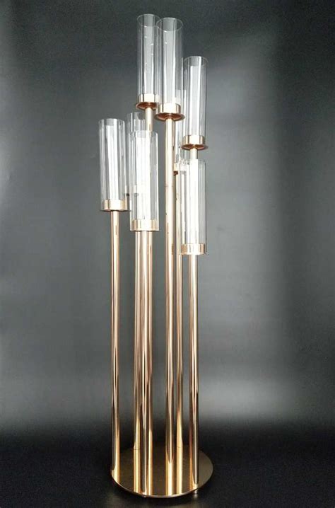 Round Metal Cluster Candle Holder Eight Arm Gold