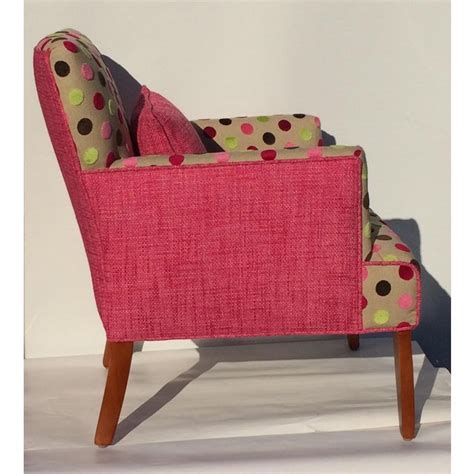Newly Upholstered Chenille Polka Dot Upholstered Chair Chairish