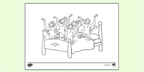 Free Five Monkeys Jumping On Bed Colouring Colouring Sheets