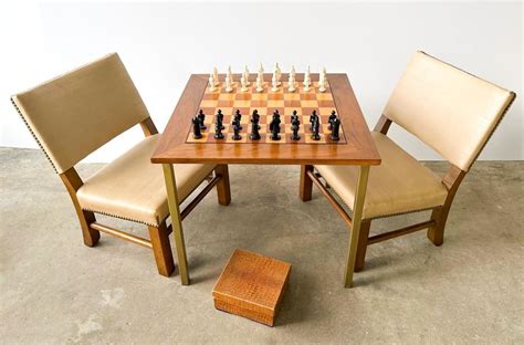 Lot Game Chess Table With Two Chairs