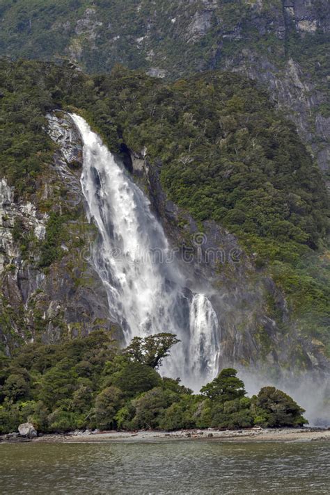 Lady Bowen Falls Milford Sound New Zealand Stock Image