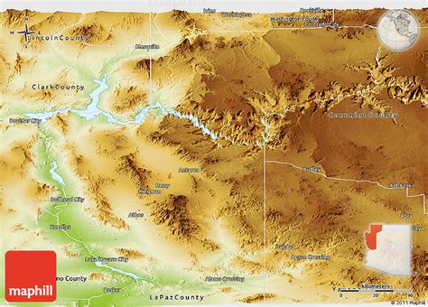 Physical Panoramic Map Of Mohave County