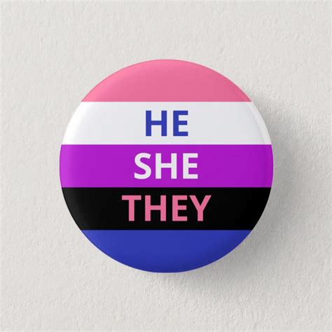 he she they pronouns genderfluid flag badge button zazzle