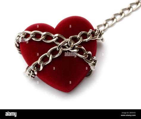 Red Heart Locked With Chain Stock Photo Alamy