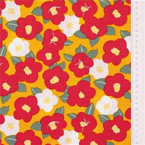 Cosmo Orange Dobby Cotton Fabric With Red White Florals Modes4u