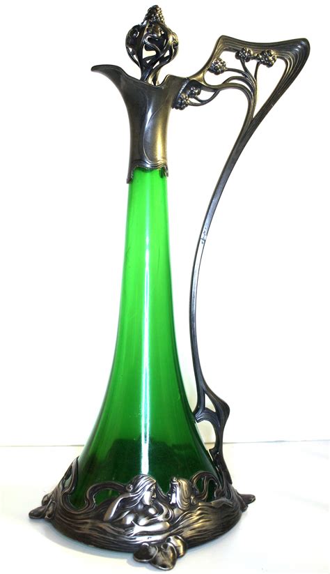 Rare Green Decanter With Pewter Base Etsy Canada Decanter Art
