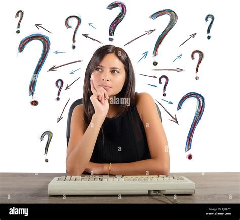 Businesswoman Does The Questions Stock Photo Alamy