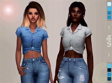 The Sims Resource Fall Denim Tops By Margeh 75 • Sims 4 Downloads