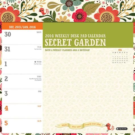 Orange Circle Studio 2014 Weekly Desk Pad Calendar Secret