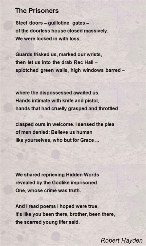The Prisoners Poem By Robert Hayden Poem Hunter Comments