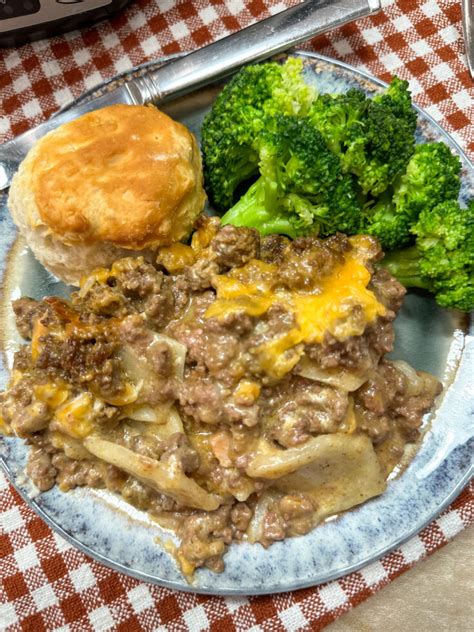 The Best Crock Pot Ground Beef And Potato Casserole Back To My