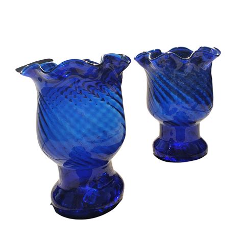 Large Vintage Spanish Cobalt Blue Glass Vases 1990s 208534
