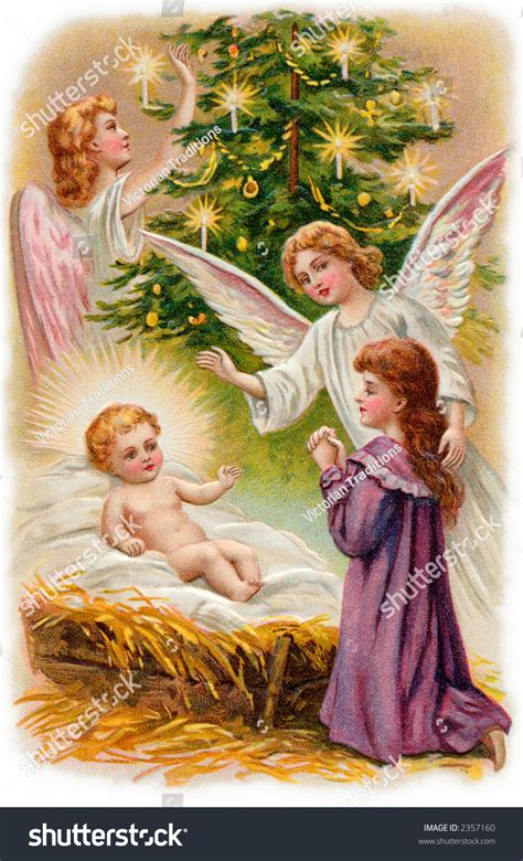 Nativity Scene Angels Surrounding Christ Child Stock Photo 2357160