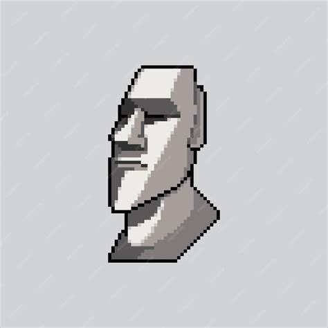 Premium Vector Pixel Art Illustration Moai Stone Pixelated Stone Head