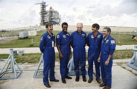 Sts 8 Crew At Kennedy Space Center Florida Usa Stock Image C051