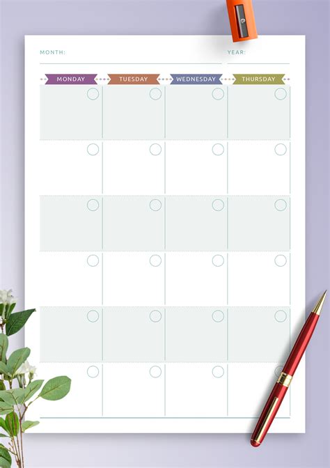 Free Printable Monthly Calendar With No Dates Example Calendar Printable
