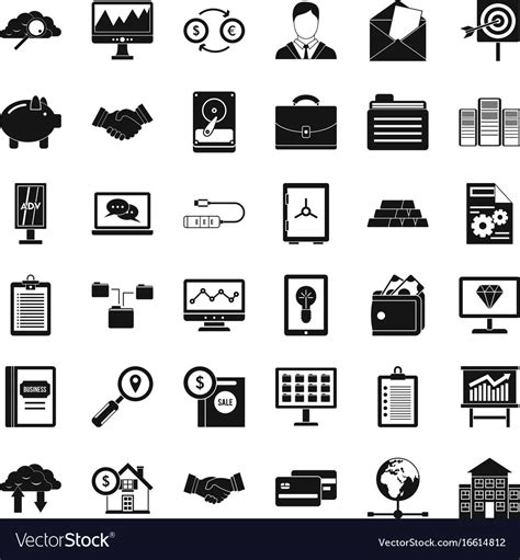 Business Process Icons Set Simple Style Royalty Free Vector