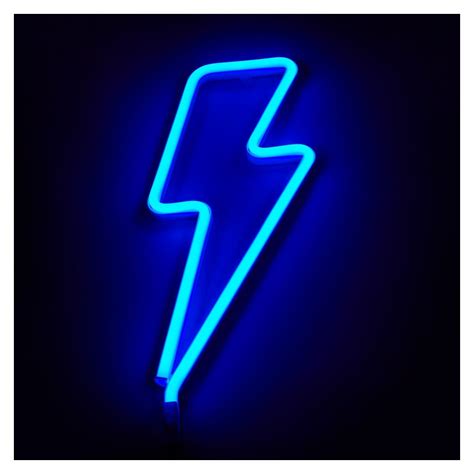 Neon Blue Lightning Bolt Light