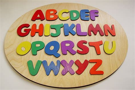 Wooden Alphabet Puzzle Round Wooden Puzzle Childrens