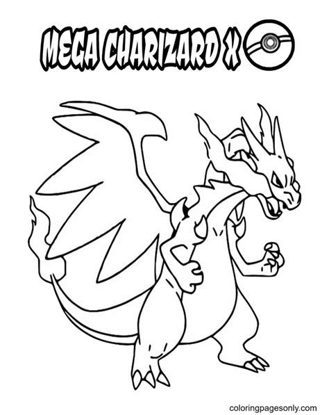 Mega Charizard X Coloring Pages Sketch Coloring Page
