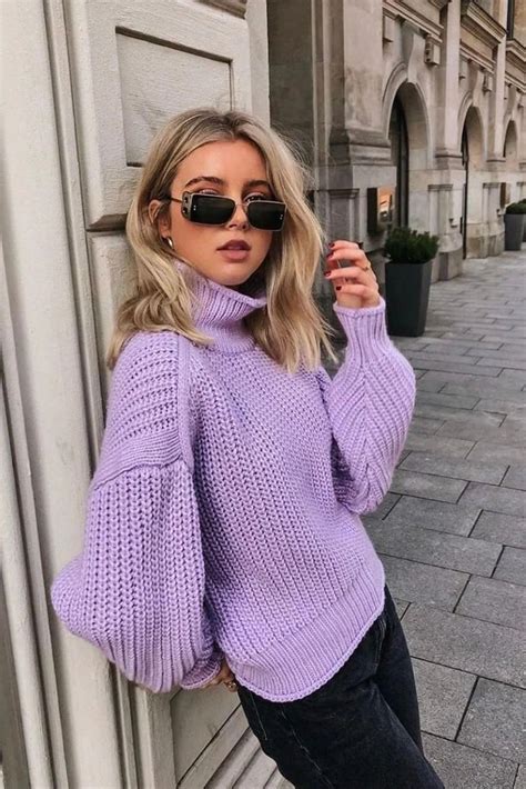 Knit Sweater Purple Outfit Purple Outfits Fashion Zaful Sweaters
