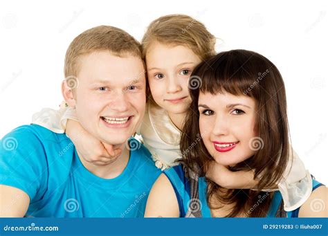 Retrato De Un Padre Y Una Madre Y Una Hija Felices Imagen De Archivo