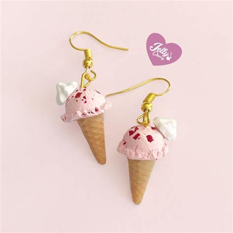 Kawaii Ice Cream Earrings Dangle Earrings Miniature Food Etsy Food Earrings Mini Food