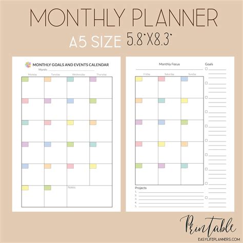 A5 Planner Printables Free