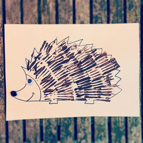 Fork Painted Hedgehog Clares Little Tots Winter Crafts Preschool