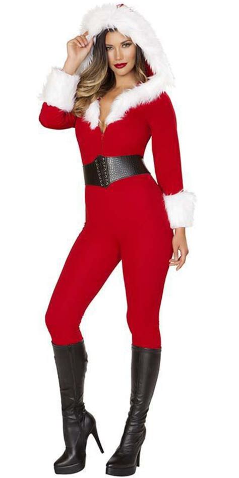 Sexy Holiday Faux Fur Trim Santa Jumpsuit