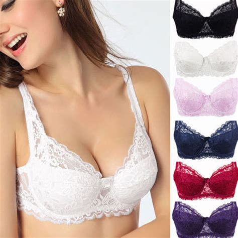 Women Sexy Underwire Padded Up Embroidery Lace Bra 32 44 A B C D Dd E