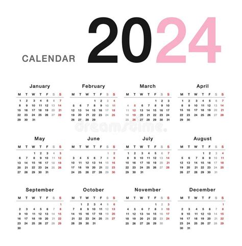 2024 Calendar Stock Illustrations 5275 2024 Calendar Stock