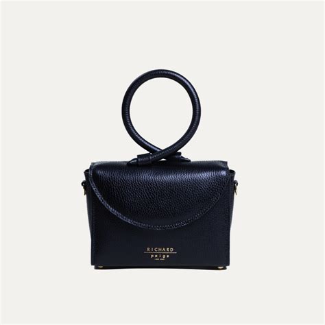 Pebbled Black Leather Loop Handle Handbag Made In Australia Richard