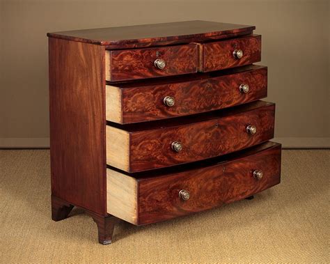 Flame Mahogany Bow Front Chest Of Drawers C1830 Antiques Atlas