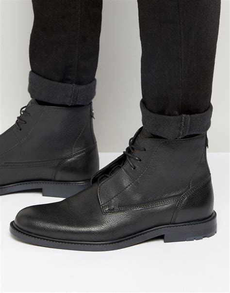 Boss Orange By Hugo Boss Cultroot Leather Lace Up Boots In Black For Men Lyst