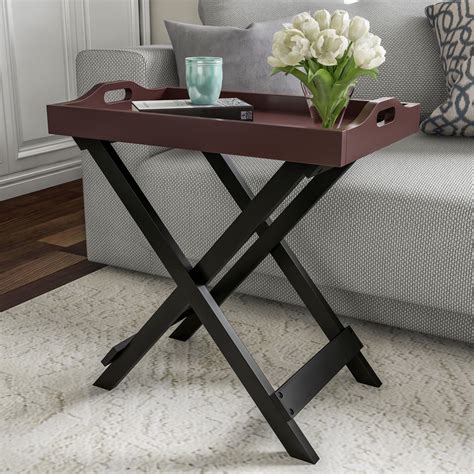 End Table Folding Modern Wooden Contemporary Side Table Portable Home