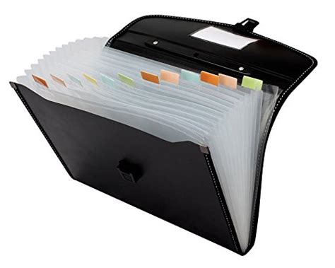 Tranbo Plastic File Folder With 13 Pockets Handle Index Tab A4 Size
