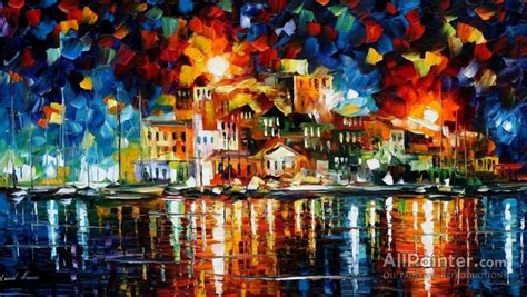 Leonid Afremov Old Port Oil Painting Reproductions Oil Painting