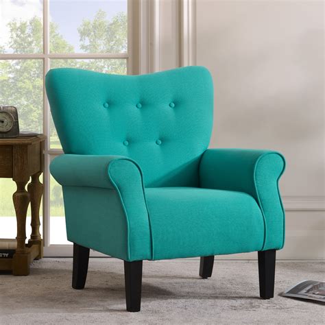 Accent Chair For Living Room With Arms Tufted Linen Club Chair