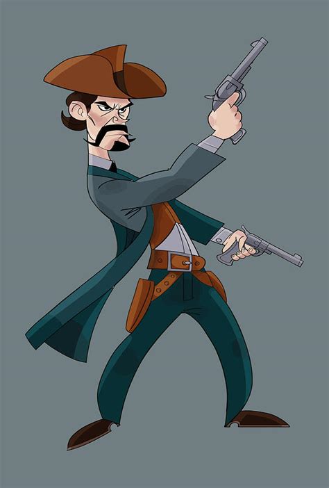 Cowboy Guns Western Cartoon Comic Characters Digital Art By Jeff Brassard