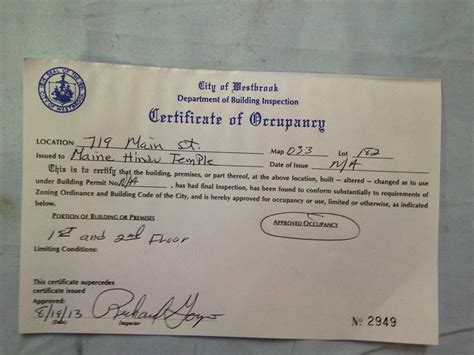 Full Certificate Of Occupancy