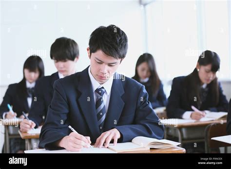 Japanese High School Students During A Lesson Stock Photo Alamy