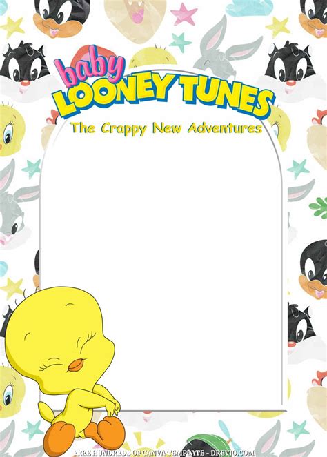 Download 20 Baby Looney Tunes Canva Birthday Invitation Templates Get