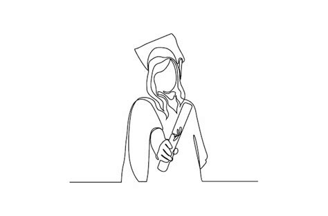 Premium Vector Continuous One Line Drawing Of Happy Young Graduate