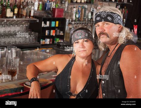 Biker Gang Couple Stock Photo Alamy