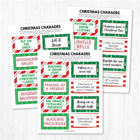 Christmas Party Charades Game Template Christmas Charades Etsy