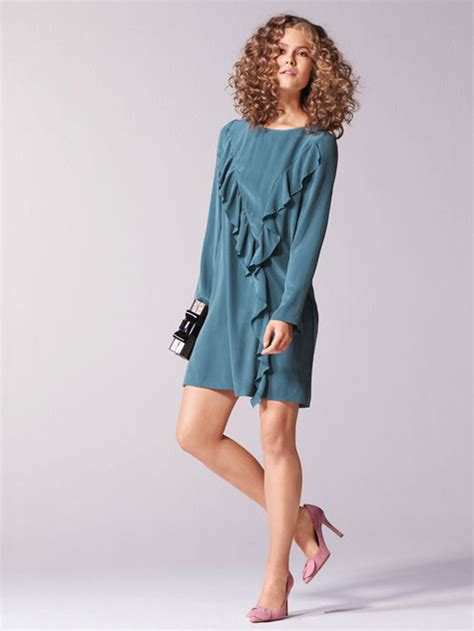 Long Sleeve Flounce Dress 012017 112b Textillia