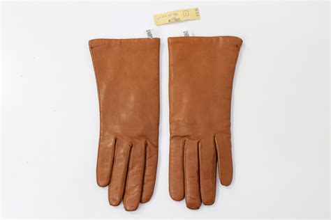 vintage tan leather gloves wool lined women s leather etsy