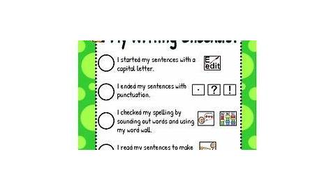 First Grade Writing Checklist with Visuals by Juanabay Teach | TpT